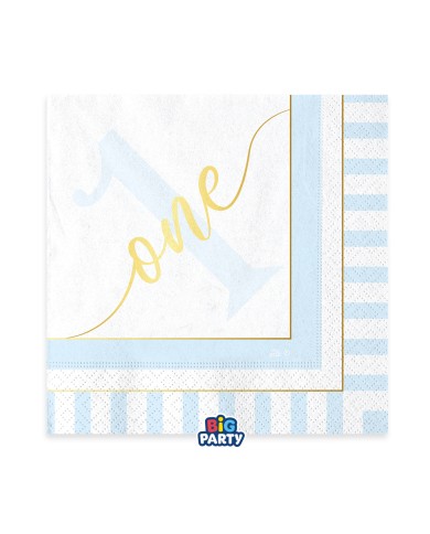 Tovaglioli 33 x 33 compleanno one celeste pz 16
