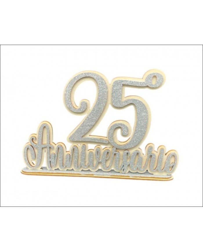 Scritta in legno 25° anniversario 35 x 24 sp 4