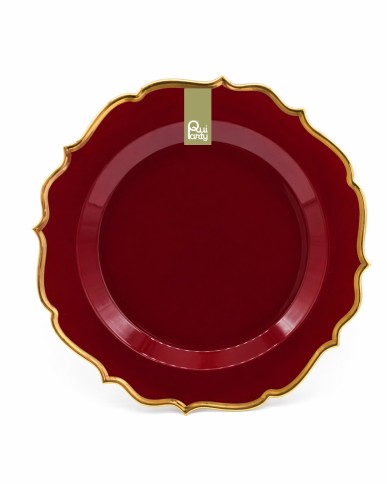 Piatti Elite Borgogna-oro metal cm 25,5 pz 6