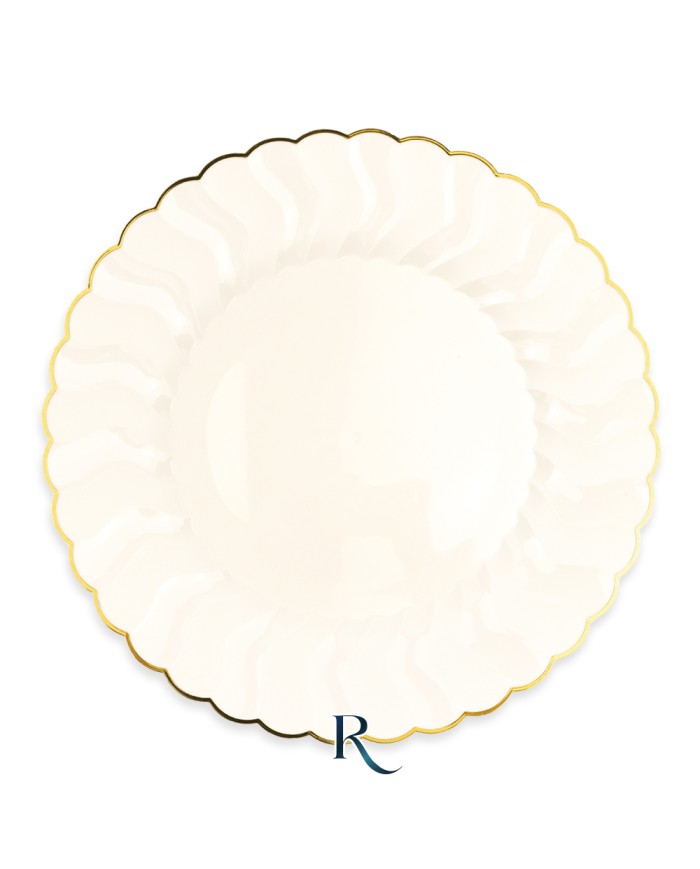 Piatti Riutilizzabili Shell Ivory Gold cm 26 pz 6