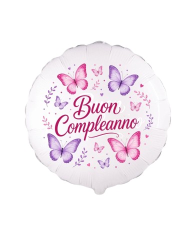 Mylar 18" Buon Compleanno Farfalle