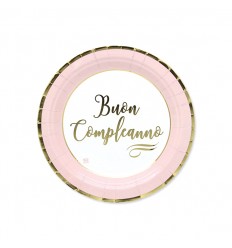 Piattini Buon compleanno chic rosa