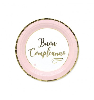Piattini Buon compleanno chic rosa