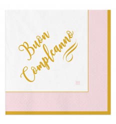 Tovaglioli Buon Compleanno Rosa Chic