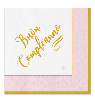 Tovaglioli Buon Compleanno Rosa Chic