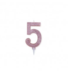 Numero 4 rosa gold glitter medium