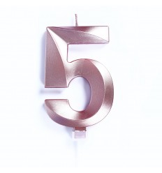 Candelina numero 4 rosa gold chrome
