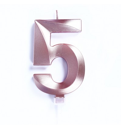 Candelina numero 4 rosa gold chrome