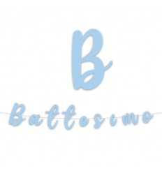Festone Battesimo Teddy celeste