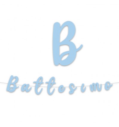 Festone Battesimo Teddy celeste